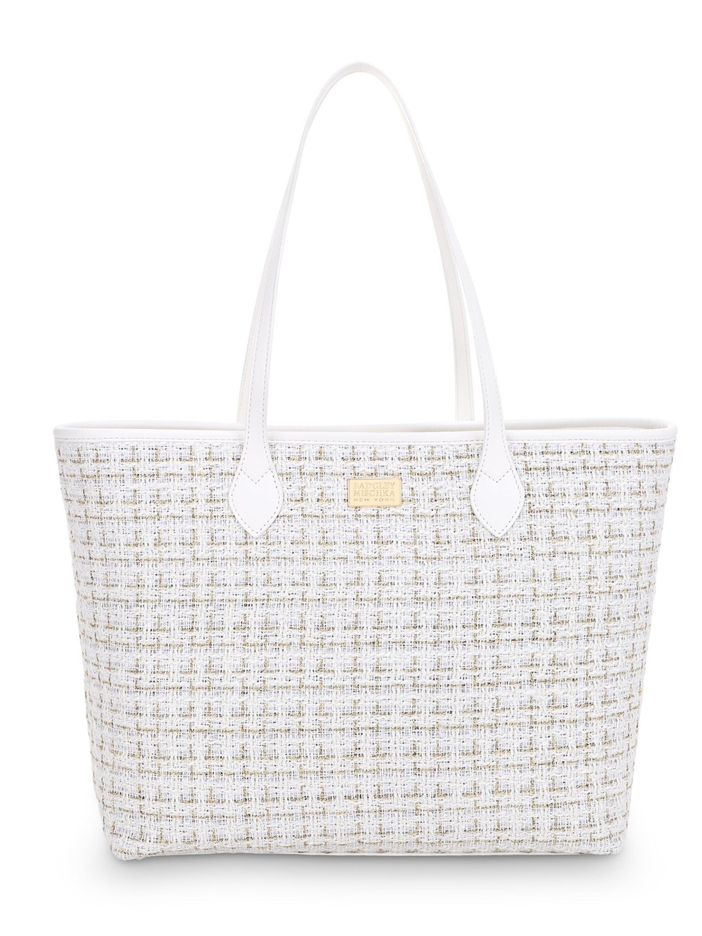 Badgley Mischka Cream and White Tweed Tote